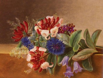 古典的な花 Painting - スイカズラの花のある静物 ヨハン・ラウレンツ・ジェンセン